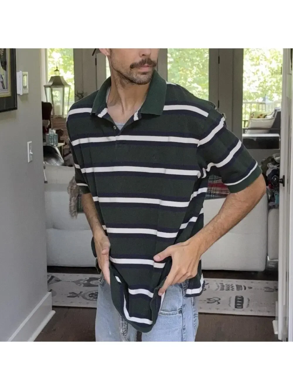 🐎 Polo Ralph Lauren Striped Polo Shirt Green Navy Men’s XXL